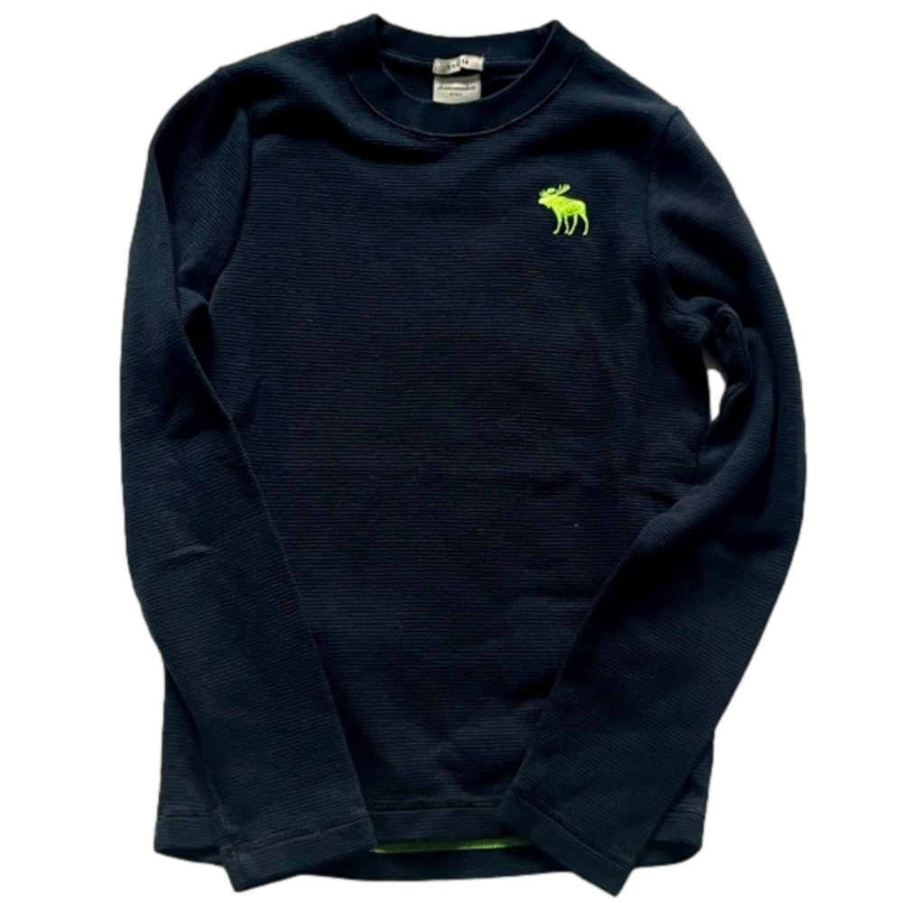 Abercrombie kids Long Sleeve Muscle T shirt Waffle Knit Navy Blue Size Medium